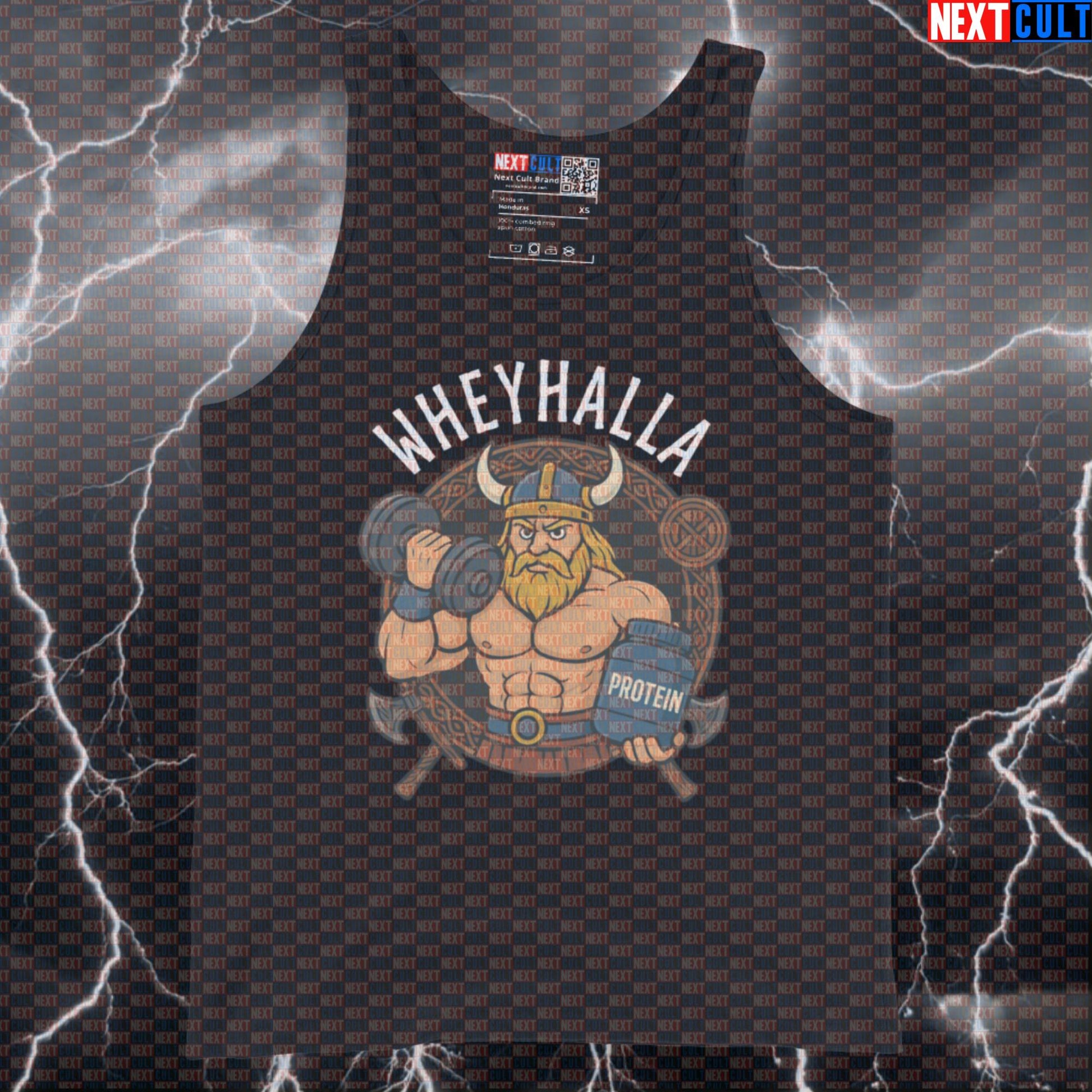 Wheyhalla Viking Gym Tank Top | Funny Muscle Shirt For Bodybuilding & Powerlifting Tank Tops Bodybuilding Fitness Gym Vikings Workout Next Cult Brand