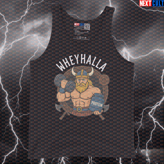 Wheyhalla Viking Gym Tank Top | Funny Muscle Shirt For Bodybuilding & Powerlifting Tank Tops Bodybuilding Fitness Gym Vikings Workout Next Cult Brand