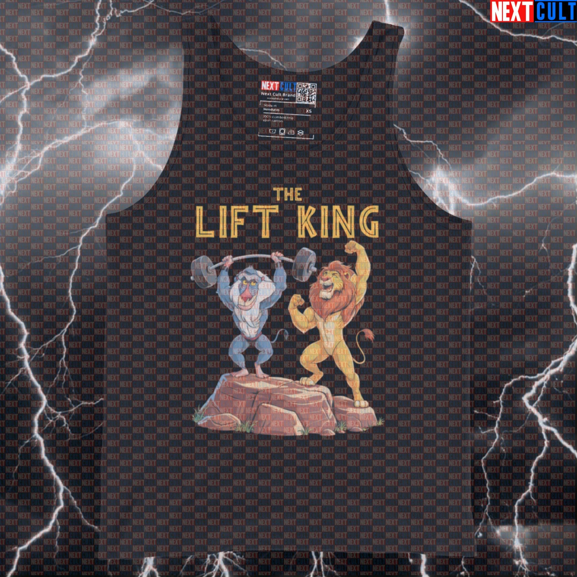 Lift King Gym Tank Top | Funny Lion King Muscle Shirt For Bodybuilders & Powerlifters | Workout Vest Tank Tops Bodybuilding Films Fitness Powerlifting Workout Next Cult Brand