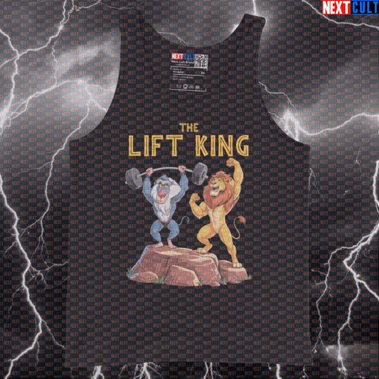 Lift King Gym Tank Top | Funny Lion King Muscle Shirt For Bodybuilders & Powerlifters | Workout Vest Tank Tops Bodybuilding Films Fitness Powerlifting Workout Next Cult Brand