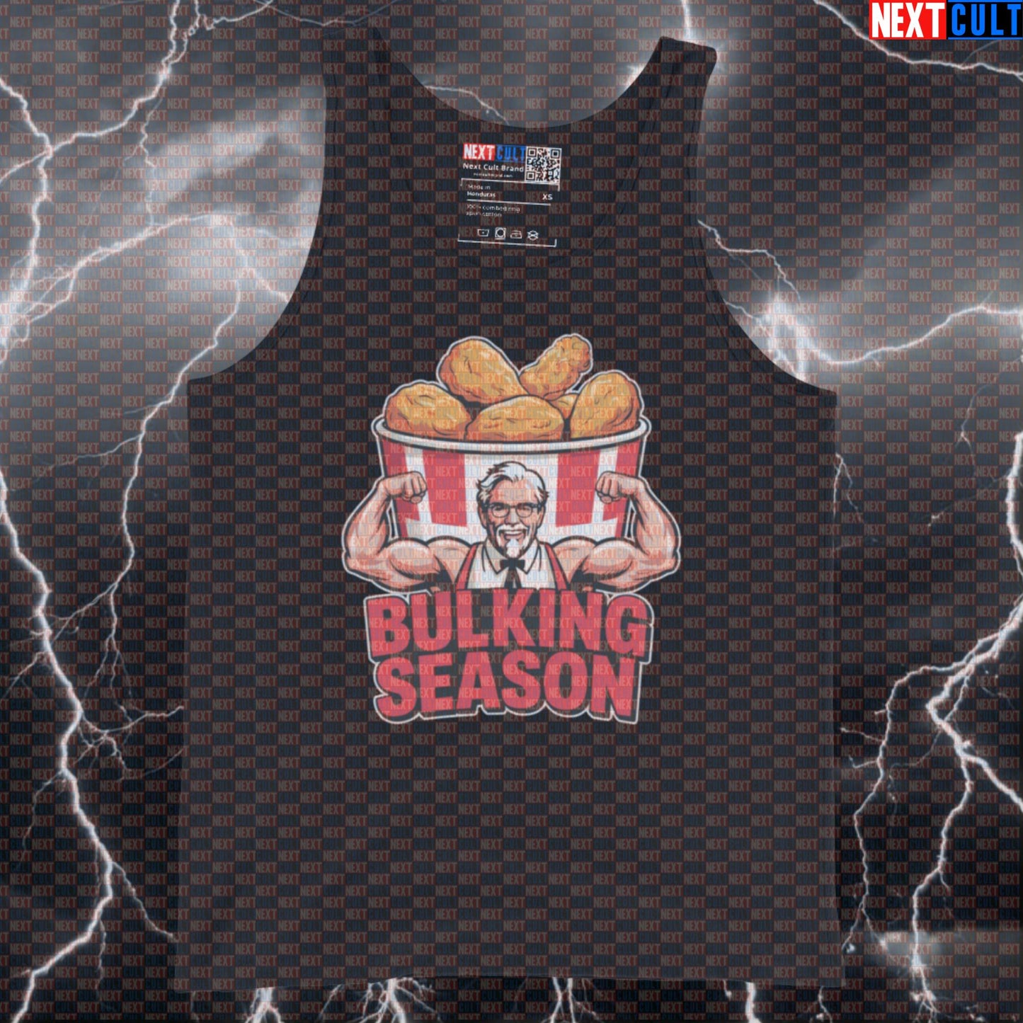 Bulking Season Funny Gym Tank Top | KFC Chicken Wings Muscle Shirt For Lifters | Fitness Meme Vest Tank Tops Bodybuilding Fast Food Fitness Gym Workout Next Cult Brand