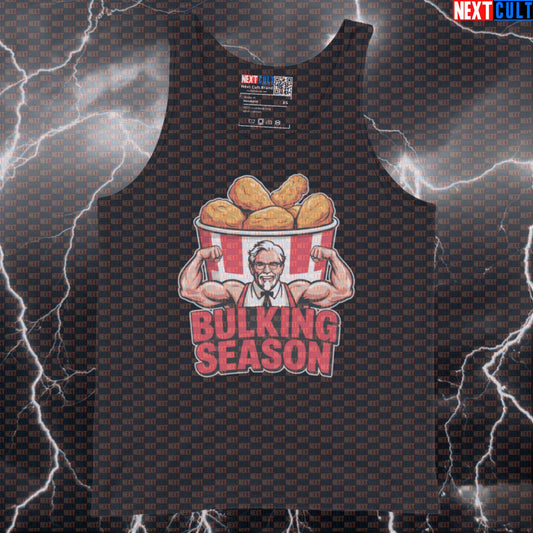 Bulking Season Funny Gym Tank Top | KFC Chicken Wings Muscle Shirt For Lifters | Fitness Meme Vest Tank Tops Bodybuilding Fast Food Fitness Gym Workout Next Cult Brand