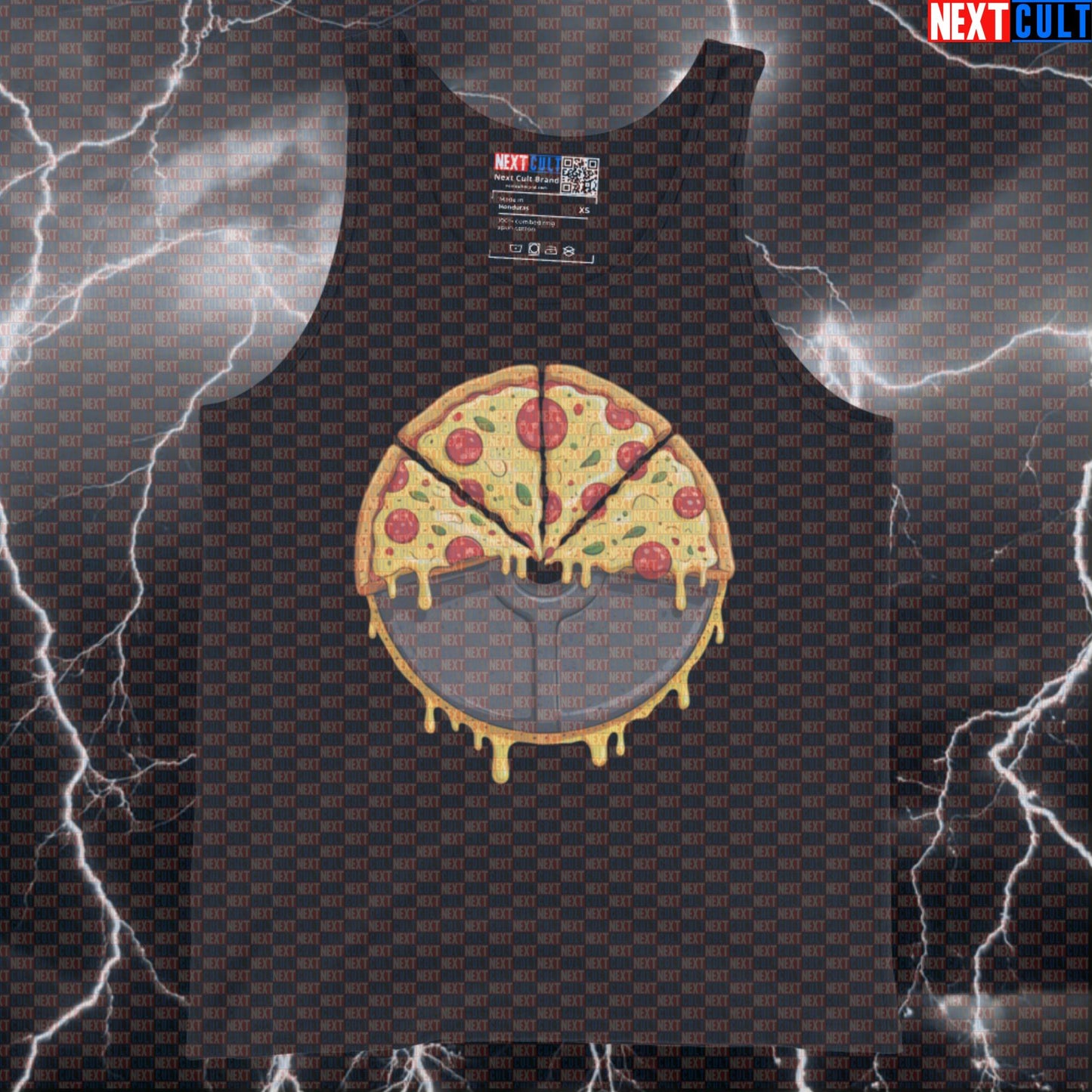 Funny Pizza Weight Plate Gym Tank Top | Muscle Shirt For Lifters On Cheat Day & Bulking Season Tank Tops Bodybuilding Fast Food Fitness Gym Pizza Powerlifting Workout Next Cult Brand