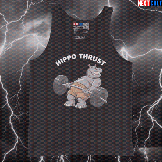 Hippo Thrust Gym Meme Tank Top | Funny Leg Day Muscle Shirt For Booty Workouts & Glute Gains Tank Tops Bodybuilding Fitness Gym Leg Day Workout Next Cult Brand