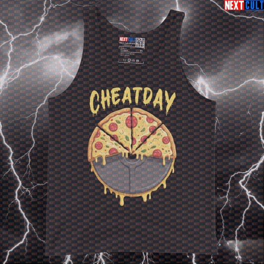 Cheat Day Pizza Weight Plate Gym Tank Top | Funny Muscle Shirt For Bulk & Bodybuilding Vest Tank Tops Bodybuilding Fast Food Fitness Gym Pizza Powerlifting Pump Cover Workout Next Cult Brand