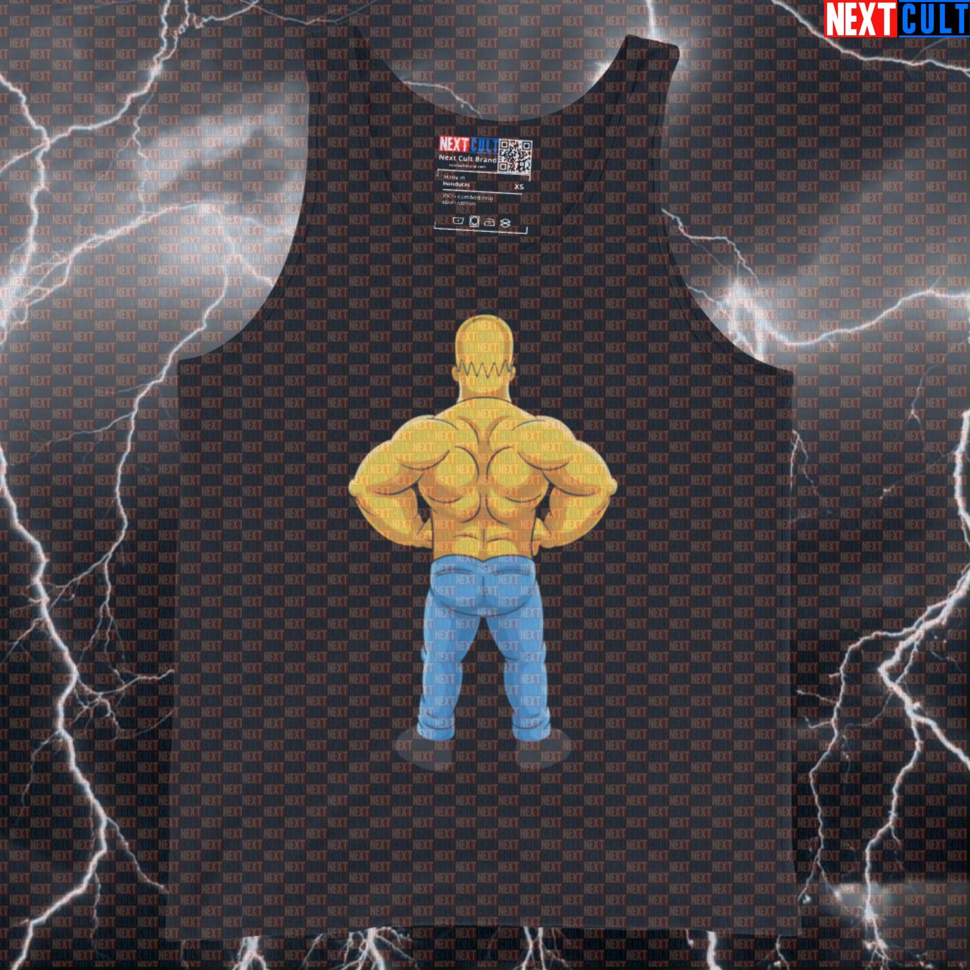 Strong Back Bodybuilder Tank Top | Funny Gym Meme Muscle Shirt | The Simpsons Workout Vest Tank Tops Bodybuilding Fitness Gym The Simpsons TV Workout Next Cult Brand
