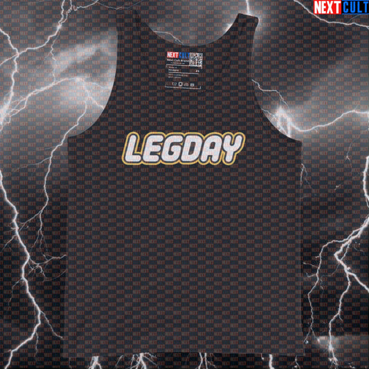 Leg Day Gains Funny Gym Tank Top | LEGO Muscle Shirt For Squats & Deadlifts | Workout Vest For Lifters Tank Tops Bodybuilding Fitness Gym Leg Day LEGO Powerlifting Workout Next Cult Brand