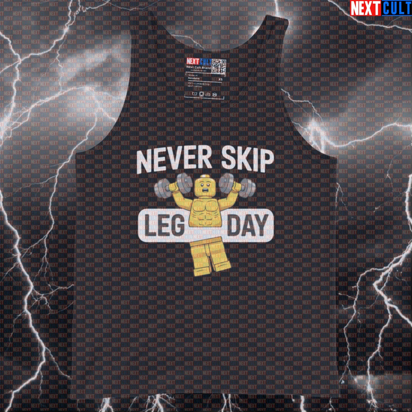 Never Skip Leg Day Funny Gym Tank Top | LEGO Muscle Shirt For Squats & Deadlifts | Workout Vest For Lifters Tank Tops Bodybuilding Fitness Gym Leg Day LEGO Powerlifting Workout Next Cult Brand