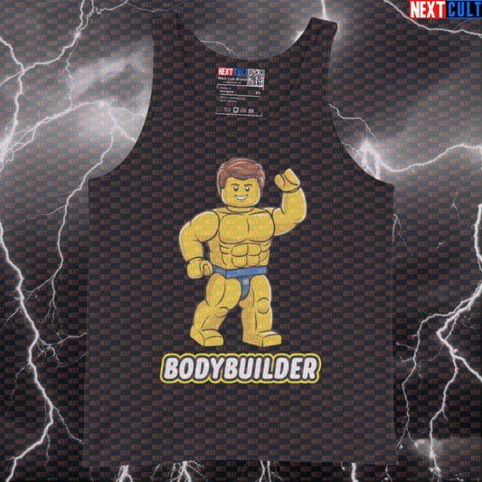 Funny LEGO Bodybuilder Gym Tank Top | Muscle Shirt For Lifters & Fitness Meme Fans | Athletic Vest Tank Tops Bodybuilding Fitness Gym LEGO Workout Next Cult Brand