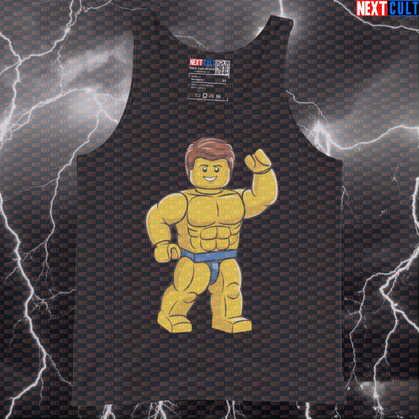 LEGO Bodybuilder Muscle Tank Top | Funny Gym Vest for Bodybuilding & Workout Tank Tops Bodybuilding Fitness Gym LEGO Workout Next Cult Brand