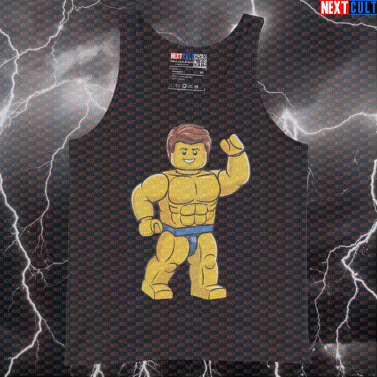 LEGO Bodybuilder Muscle Tank Top | Funny Gym Vest for Bodybuilding & Workout Tank Tops Bodybuilding Fitness Gym LEGO Workout Next Cult Brand