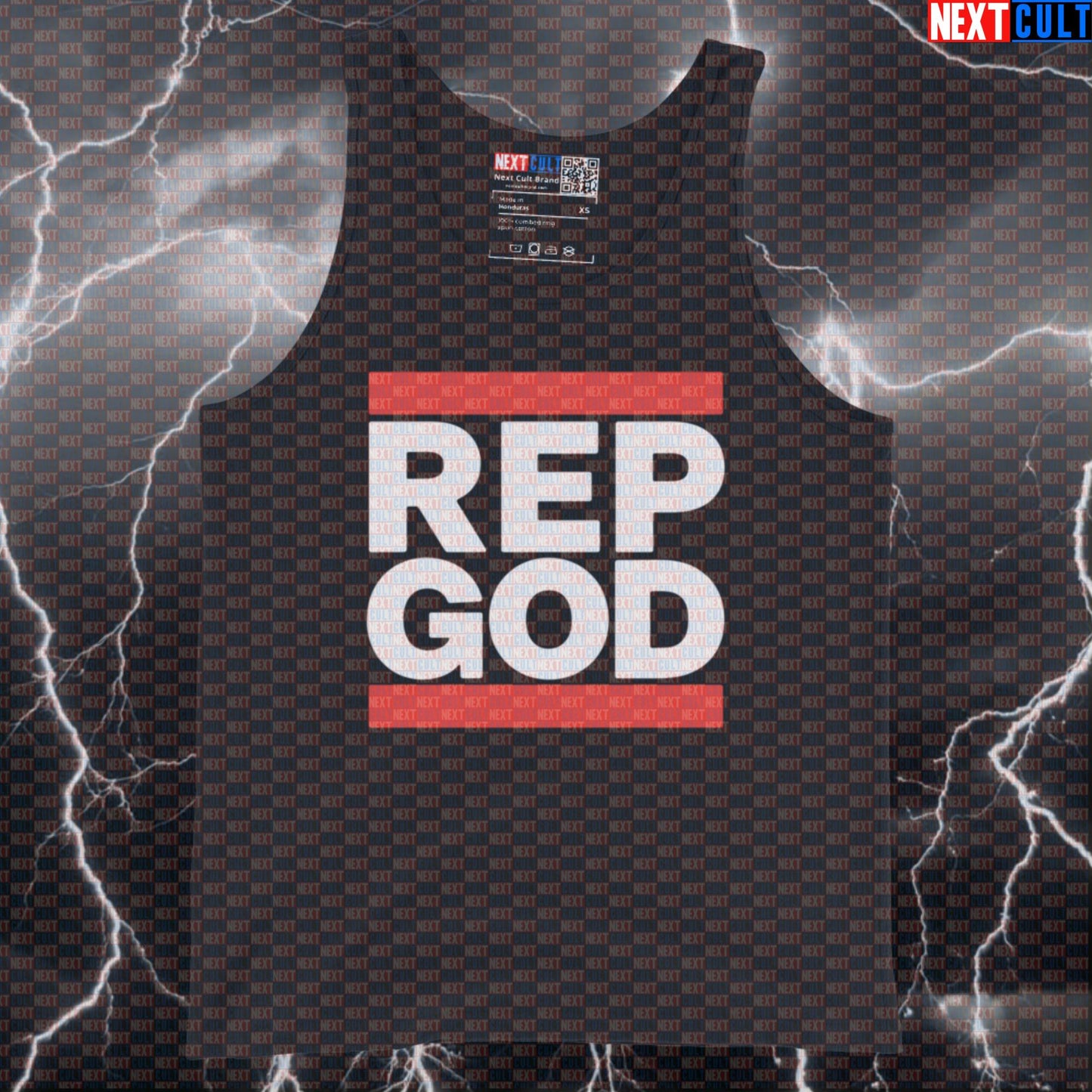 Rep God Gym Tank Top | Funny Bodybuilding Vest for Workout & Hip Hop Music Lovers Tank Tops Bodybuilding Eminem Fitness Gym Hip Hop Powerlifting Workout Next Cult Brand