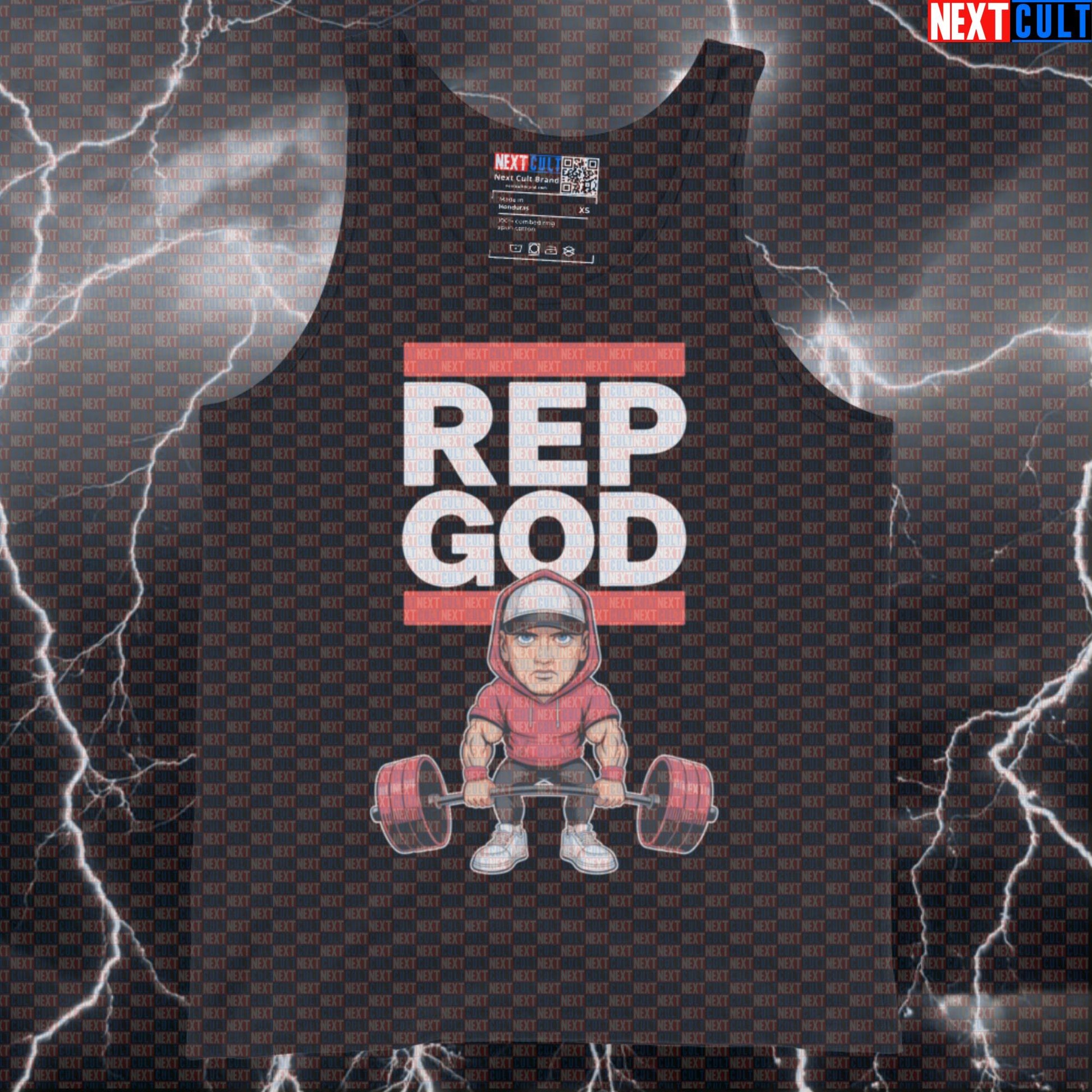 Rep God Swole Shady Gym Tank Top | Funny Rap Music Bodybuilding Vest Tank Tops Bodybuilding Eminem Fitness Gym Hip Hop Leg Day Powerlifting Workout Next Cult Brand