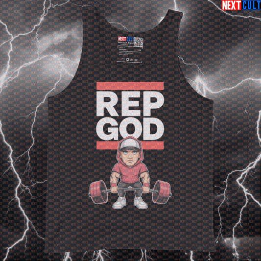 Rep God Swole Shady Gym Tank Top | Funny Rap Music Bodybuilding Vest Tank Tops Bodybuilding Eminem Fitness Gym Hip Hop Leg Day Powerlifting Workout Next Cult Brand