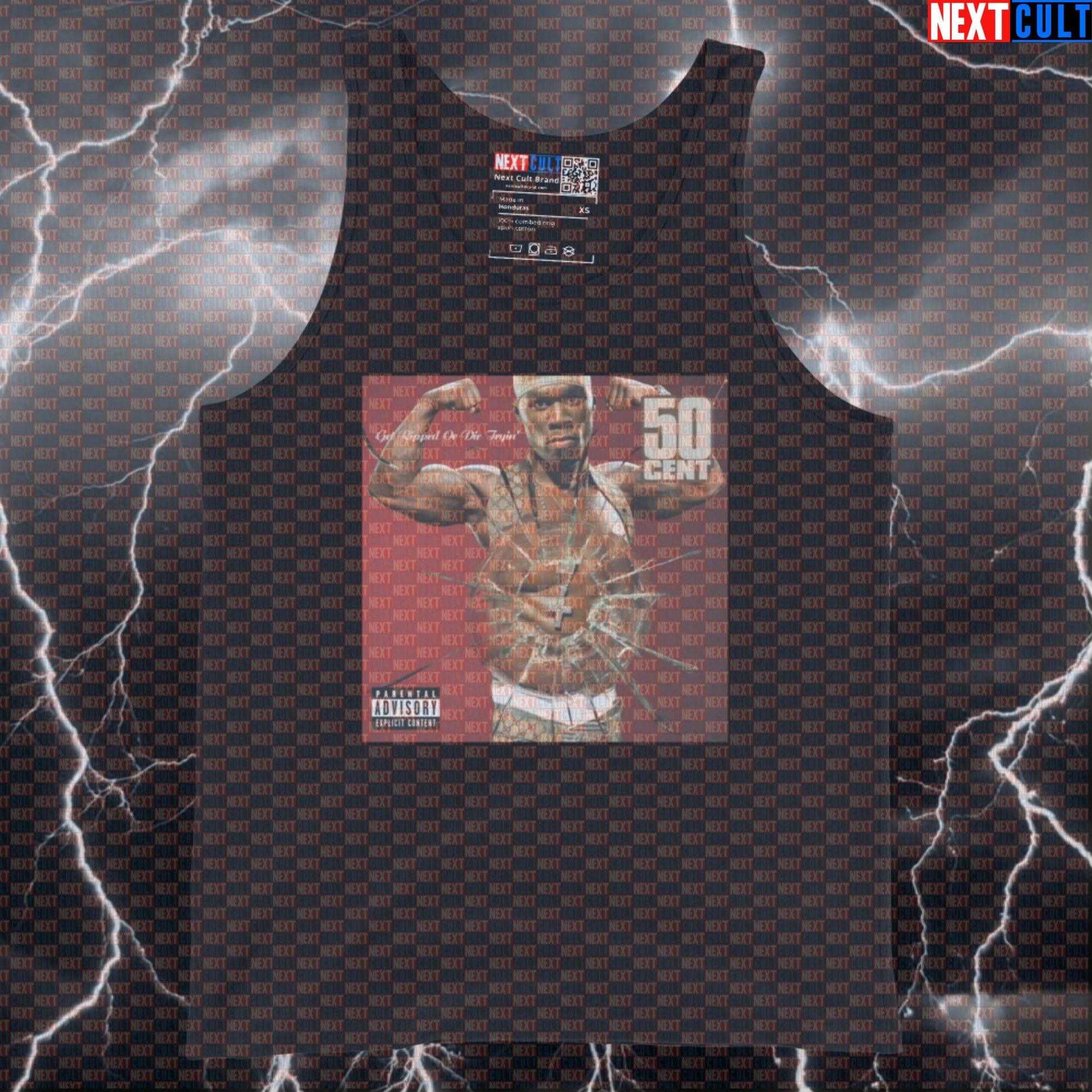 Get Ripped Or Die Tryin' Funny Gym Tank Top | 50 Cent Music Parody Muscle Shirt Tank Tops 50 Cent Bodybuilding Fitness Gym Hip Hop Workout Next Cult Brand