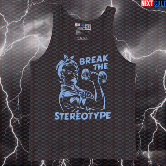 Break The Stereotype Gym Tank Top | Feminist Workout Muscle Shirt For Strong Women Lifters | Dumbbell Top Tank Tops Bodybuilding Fitness Gym Workout Next Cult Brand