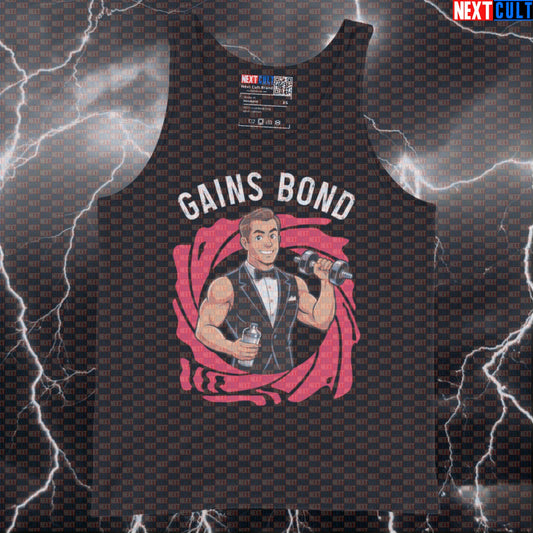 Gains Bond Secret Agent Gym Tank Top | Funny Muscle Shirt For Lifters & Bodybuilding Meme Fans Tank Tops Bodybuilding Films Fitness Gym Workout Next Cult Brand
