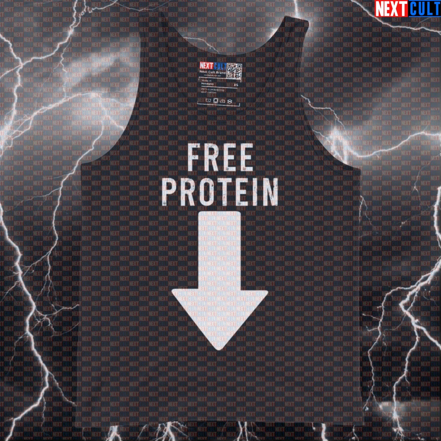 Funny Free Protein Gym Tank Top | Sarcastic Muscle Shirt For Bodybuilders & Lifters | Workout Vest Tank Tops Bodybuilding Fitness Gym Workout Next Cult Brand