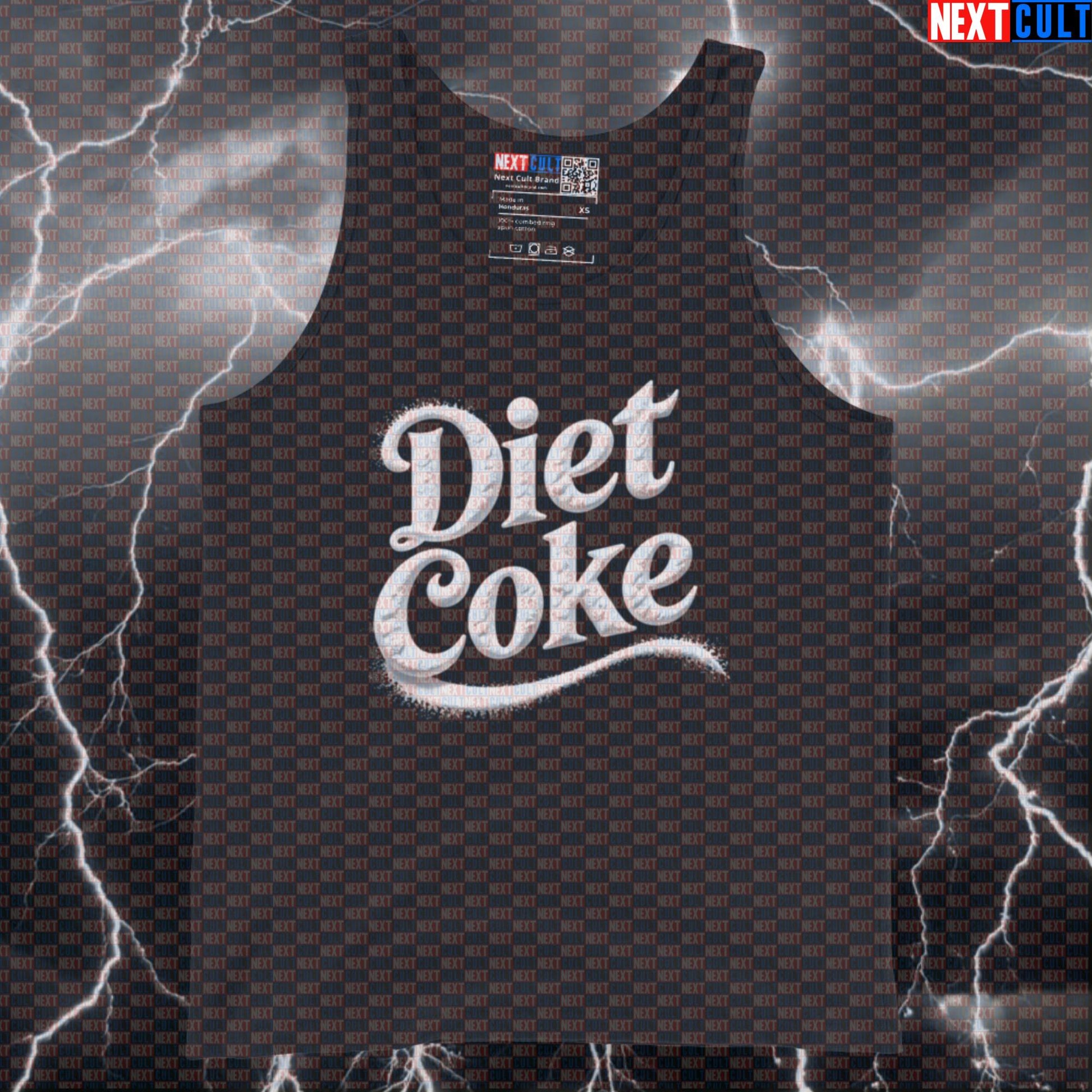 Coke Diet Gym Tank Top | Funny White Powder Meme Muscle Shirt for Lifters | Cola Vest Bodybuilding Fast Food Fitness Gym Workout Next Cult Brand
