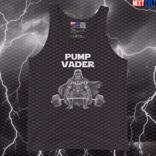 Pump Vader Gym Villain Tank Top | Star Wars Gym Meme Muscle Shirt | Sci-Fi Workout Vest For Lifters Bodybuilding Darth Vader Films Fitness Gym Powerlifting Star Wars Workout Next Cult Brand