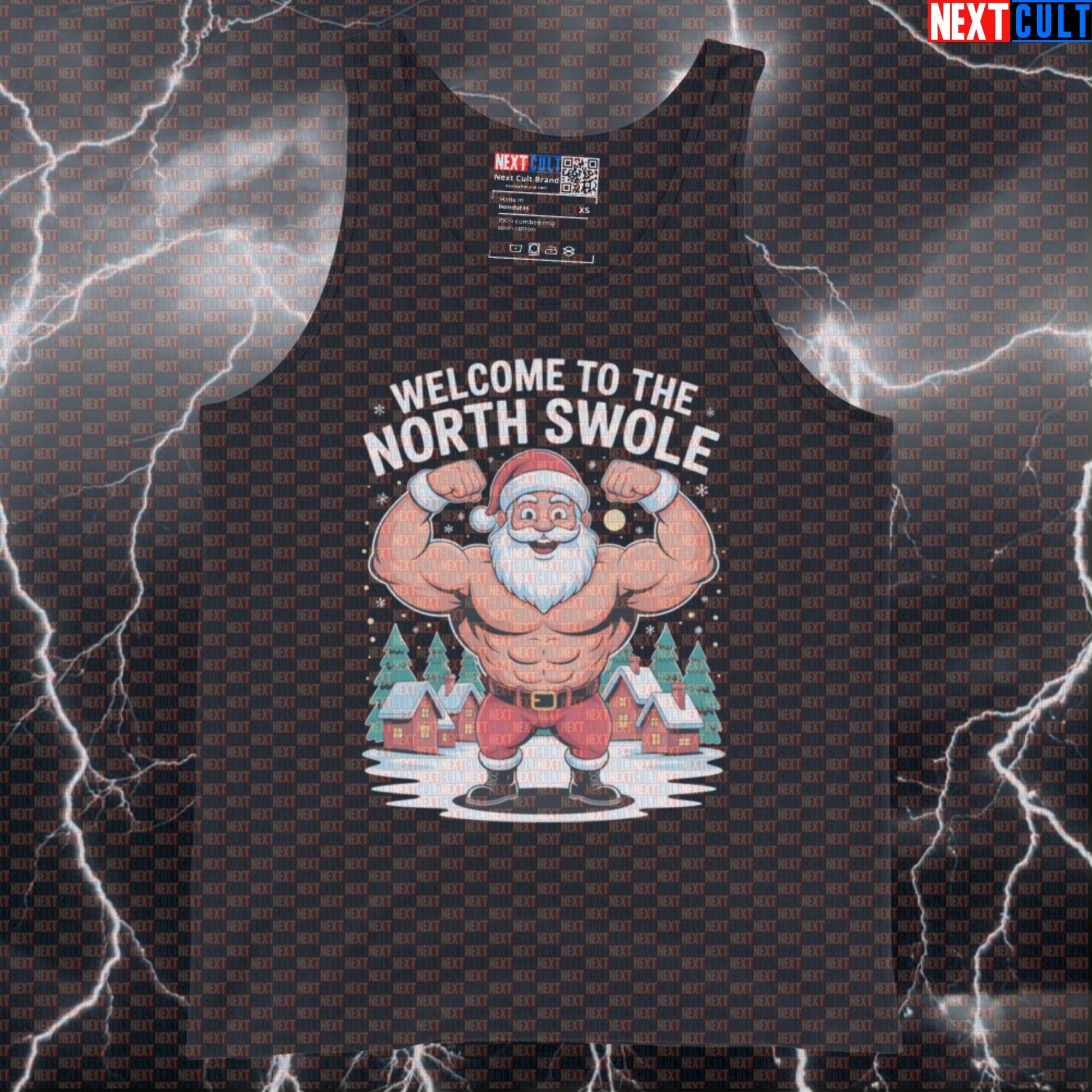 North Swole Christmas Tank Top | Funny Holiday Gym Shirt for Lifters | Santa Claus Muscle Shirt Vest Bodybuilding Christmas Fitness Gym Workout Next Cult Brand