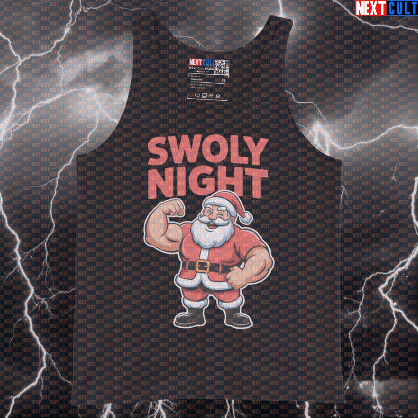 Swoly Night Funny Gym Tank Top | Swole Santa Christmas Muscle Shirt | Fitness Meme Athletic Shirt Bodybuilding Christmas Fitness Gym Workout Next Cult Brand