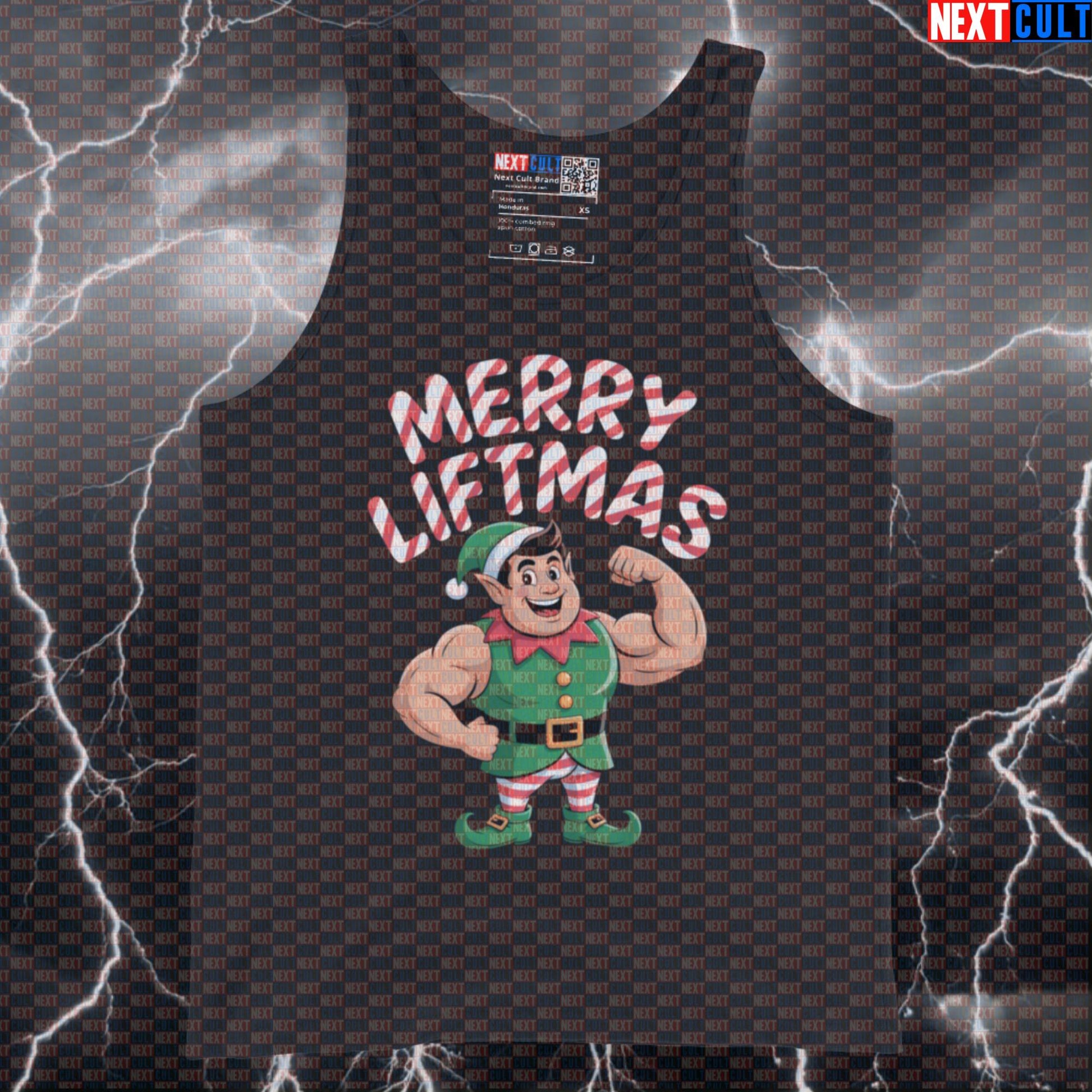 Merry Liftmas Funny Gym Tank Top | Christmas Elf Muscle Shirt For Lifters | Festive Workout Vest Bodybuilding Christmas Fitness Gym Powerlifting Workout Next Cult Brand