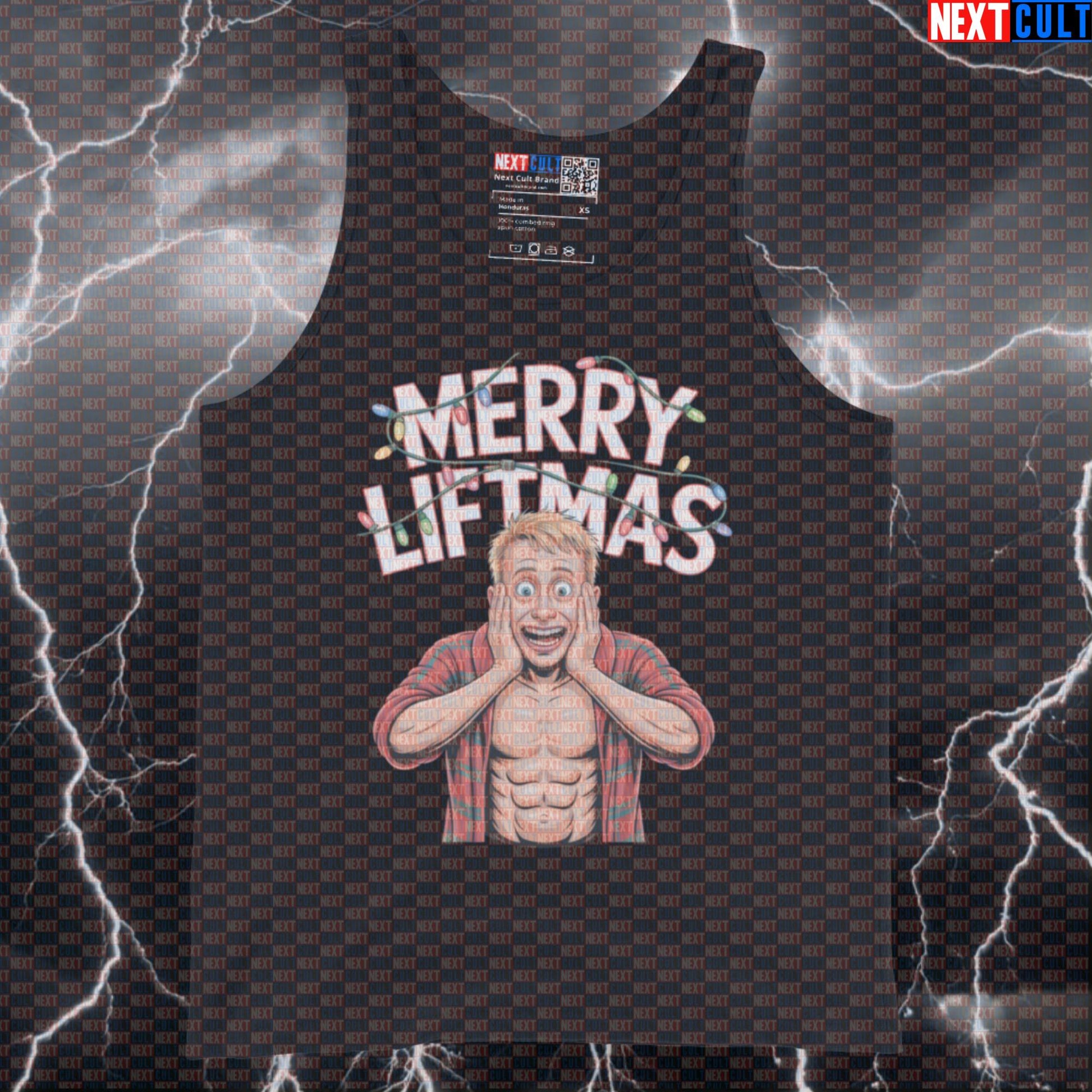 Merry Liftmas Gym Tank Top | Gym Alone Funny Workout Muscle Shirt | Christmas Fitness Meme Vest Bodybuilding Christmas Films Fitness Gym Workout Next Cult Brand