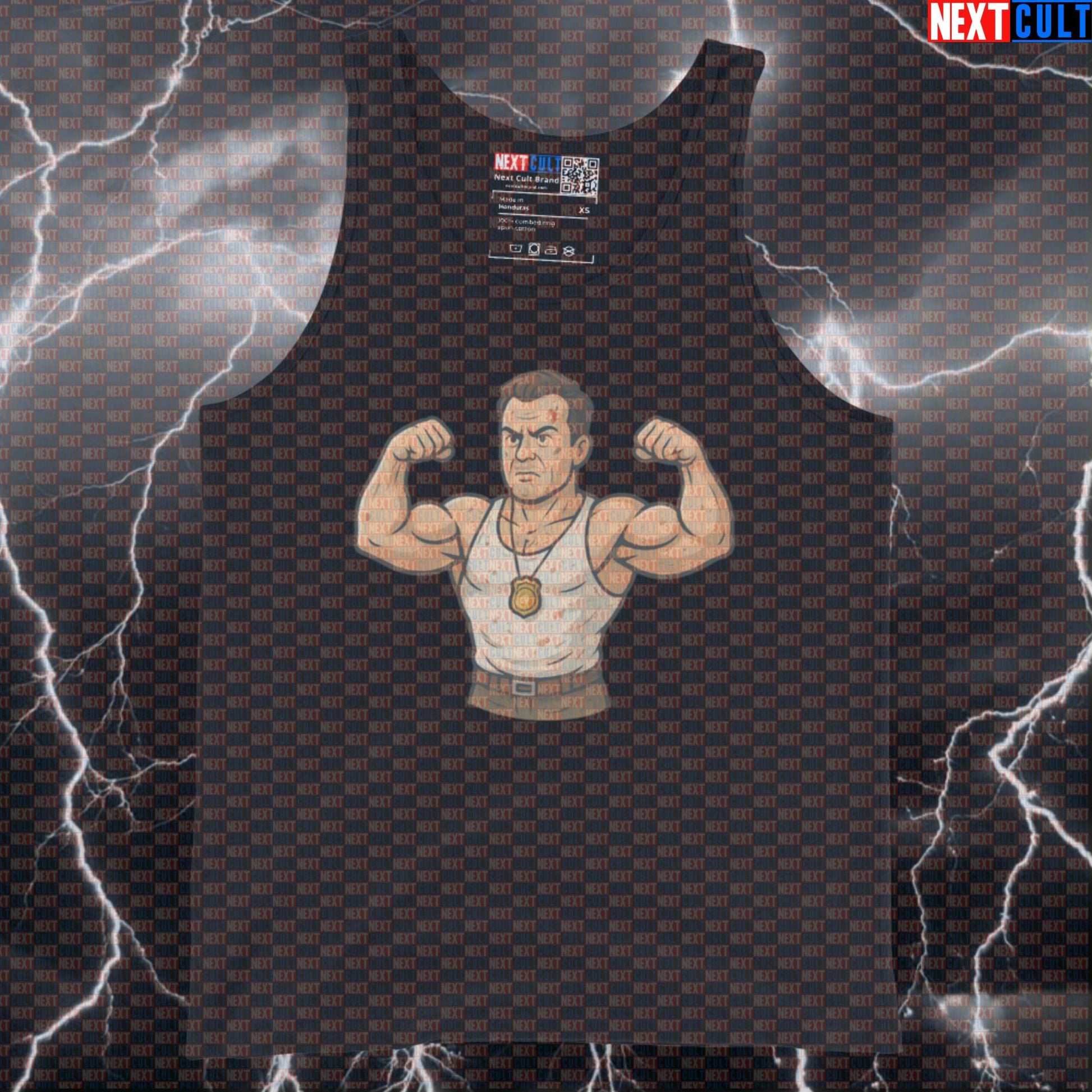 Die Hard Lift Harder Gym Tank Top | Funny Workout Vest for Muscle Building Bodybuilding Christmas Films Fitness Gym Powerlifting Workout Next Cult Brand