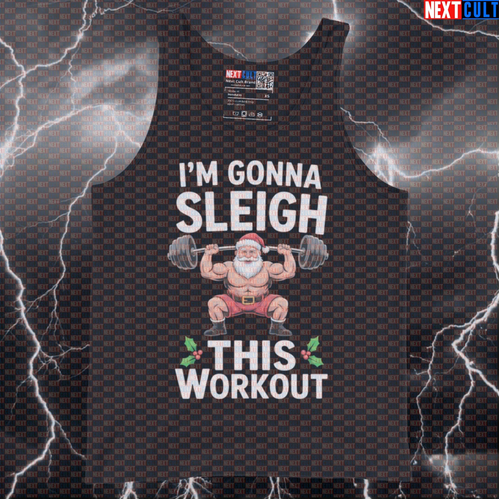 Funny Merry Liftmas Gym Tank Top | I'm Gonna Sleigh This Workout Santa Muscle Shirt | Christmas Vest Bodybuilding Christmas Fitness Gym Powerlifting Workout Next Cult Brand