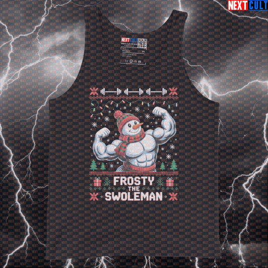 Frosty The Swoleman Funny Christmas Gym Tank Top - Festive Bodybuilding Muscle Shirt Workout Vest Tank Tops Bodybuilding Christmas Fitness Gym Workout Next Cult Brand
