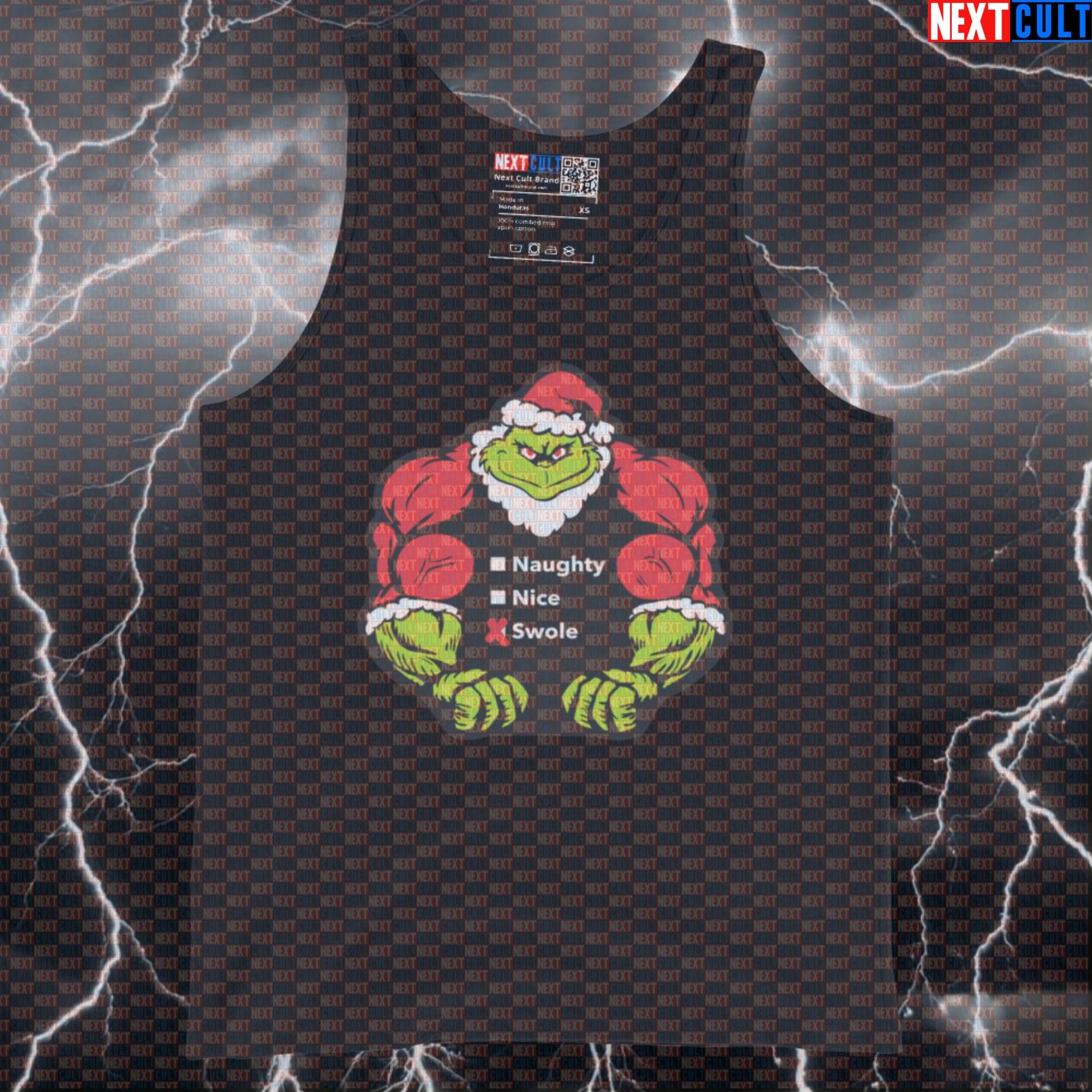 Swole Grinch Funny Christmas Gym Tank Top | Liftmas Fitness Meme Muscle Shirt | Grinch Workout Vest Tank Tops Bodybuilding Christmas Films Fitness Gym Workout Next Cult Brand