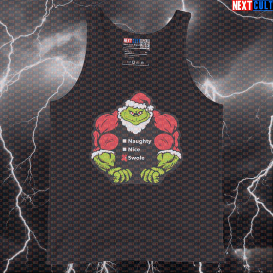 Swole Grinch Funny Christmas Gym Tank Top | Liftmas Fitness Meme Muscle Shirt | Grinch Workout Vest Tank Tops Bodybuilding Christmas Films Fitness Gym Workout Next Cult Brand