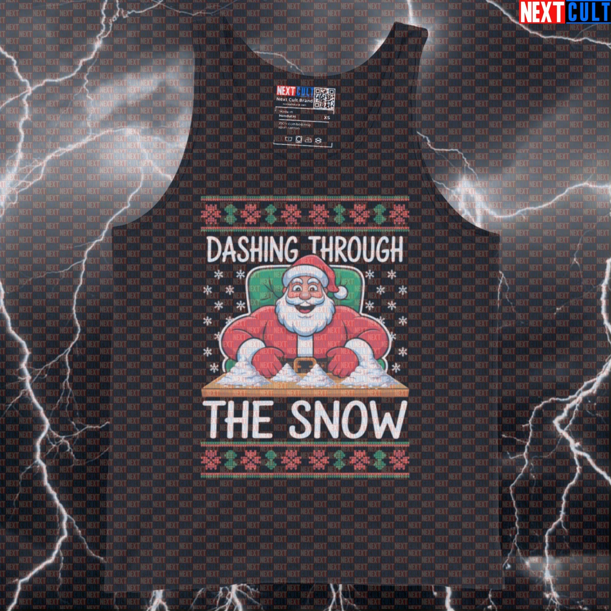 Funny Dashing Through The Snow Gym Tank Top | Sniffing Creatine Christmas Meme Muscle Shirt | Liftmas Vest Tank Tops Bodybuilding Christmas Fitness Gym Workout Next Cult Brand