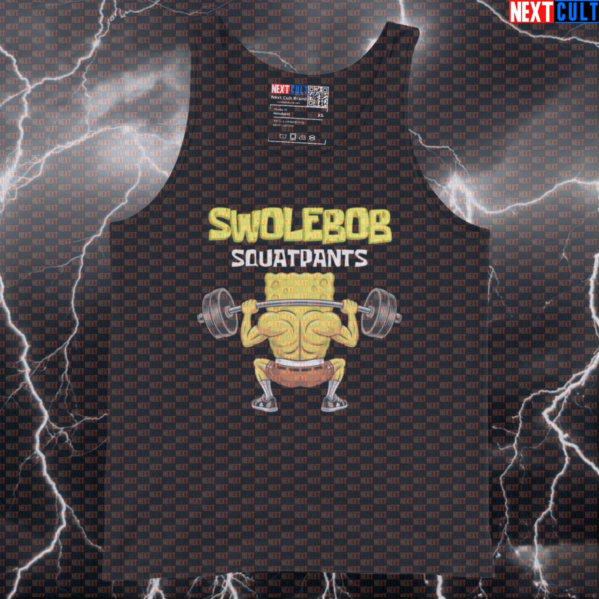 Swolebob Squatpants Funny Gym Tank Top | SpongeBob Leg Day Meme Muscle Shirt | Workout Vest Bodybuilding Fitness Gym Leg Day Powerlifting SpongeBob TV Workout Next Cult Brand