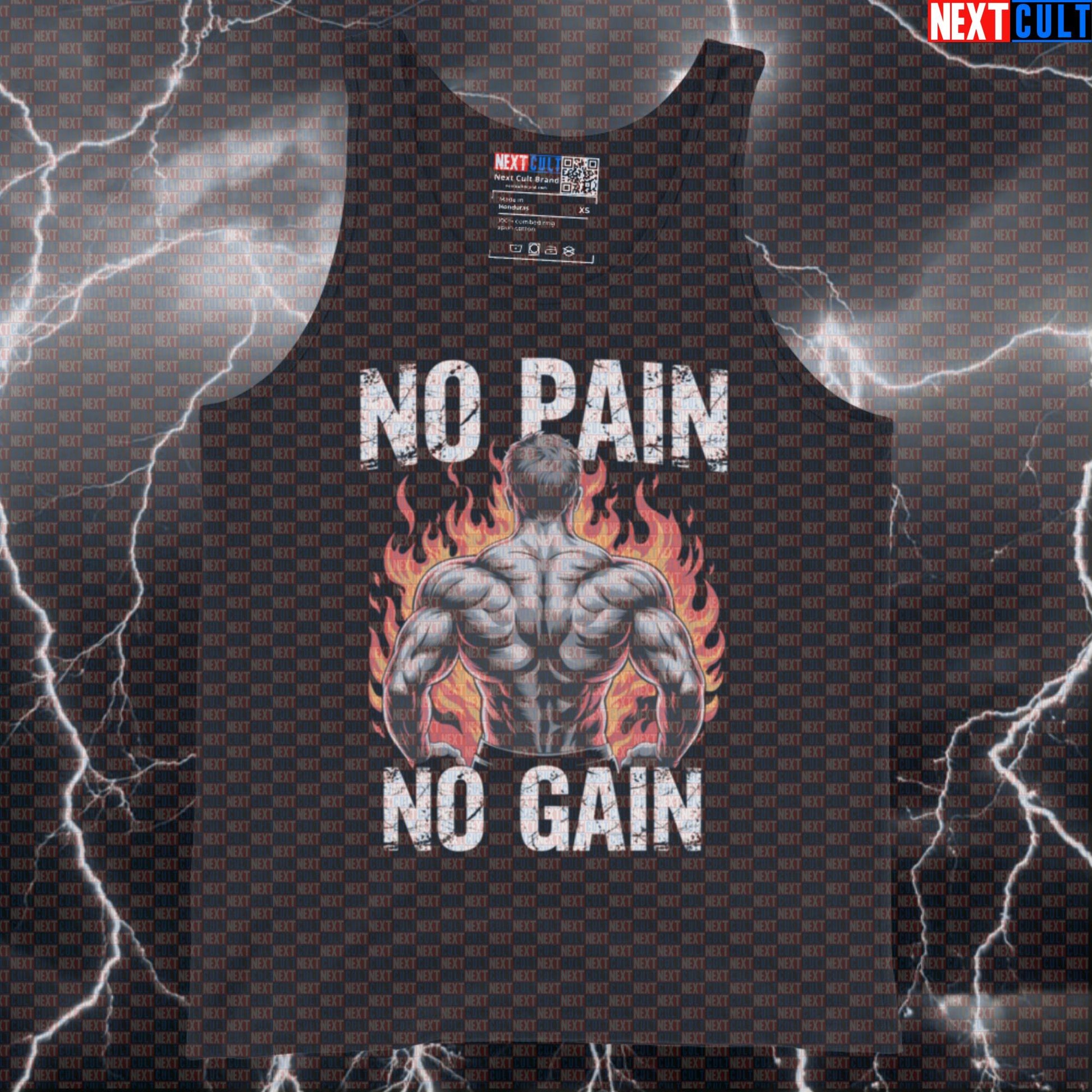 Hardcore Gains Gym Tank Top | Funny No Pain No Gain Muscle Shirt | Fire Back Day Workout Vest Bodybuilding Fitness Gym Workout Next Cult Brand