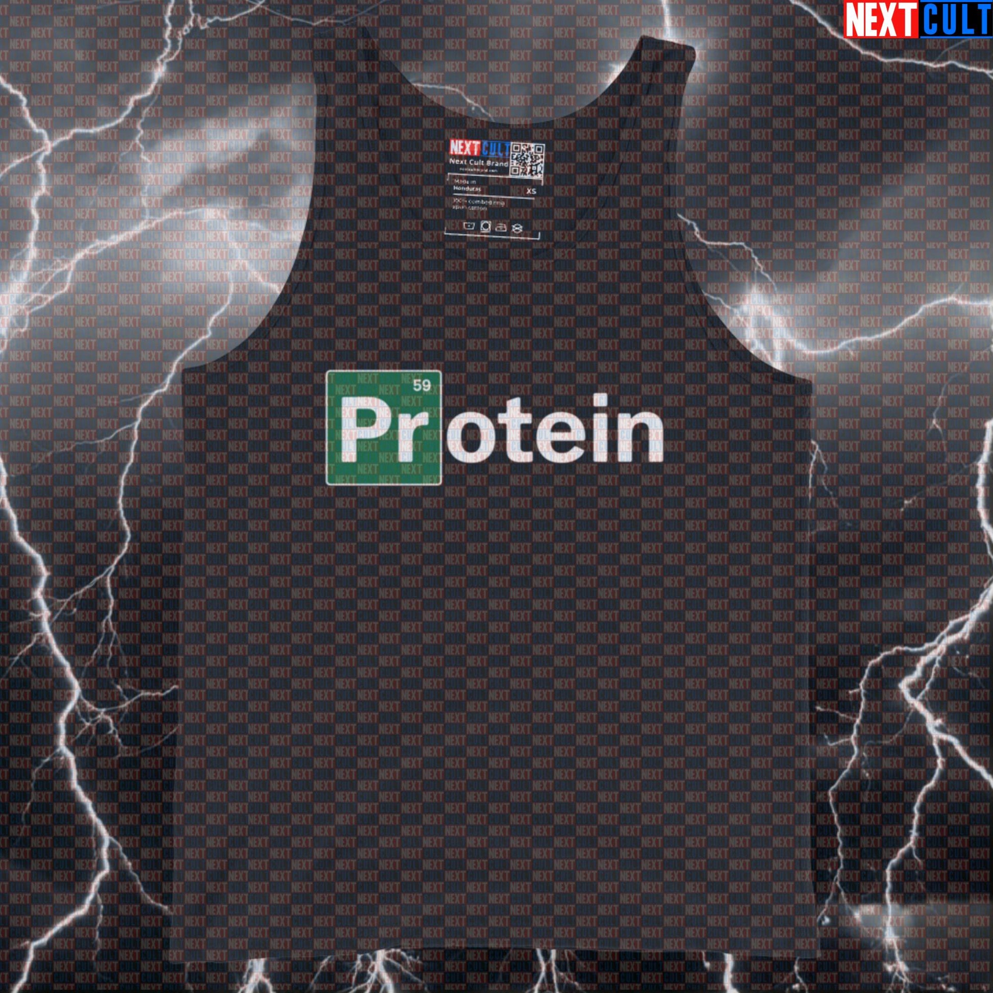 Funny Protein Addict Gym Tank Top | Breaking Bad Meme Muscle Shirt | Say My Name Heisenberg Vest Bodybuilding Breaking Bad Fitness Gym TV Workout Next Cult Brand