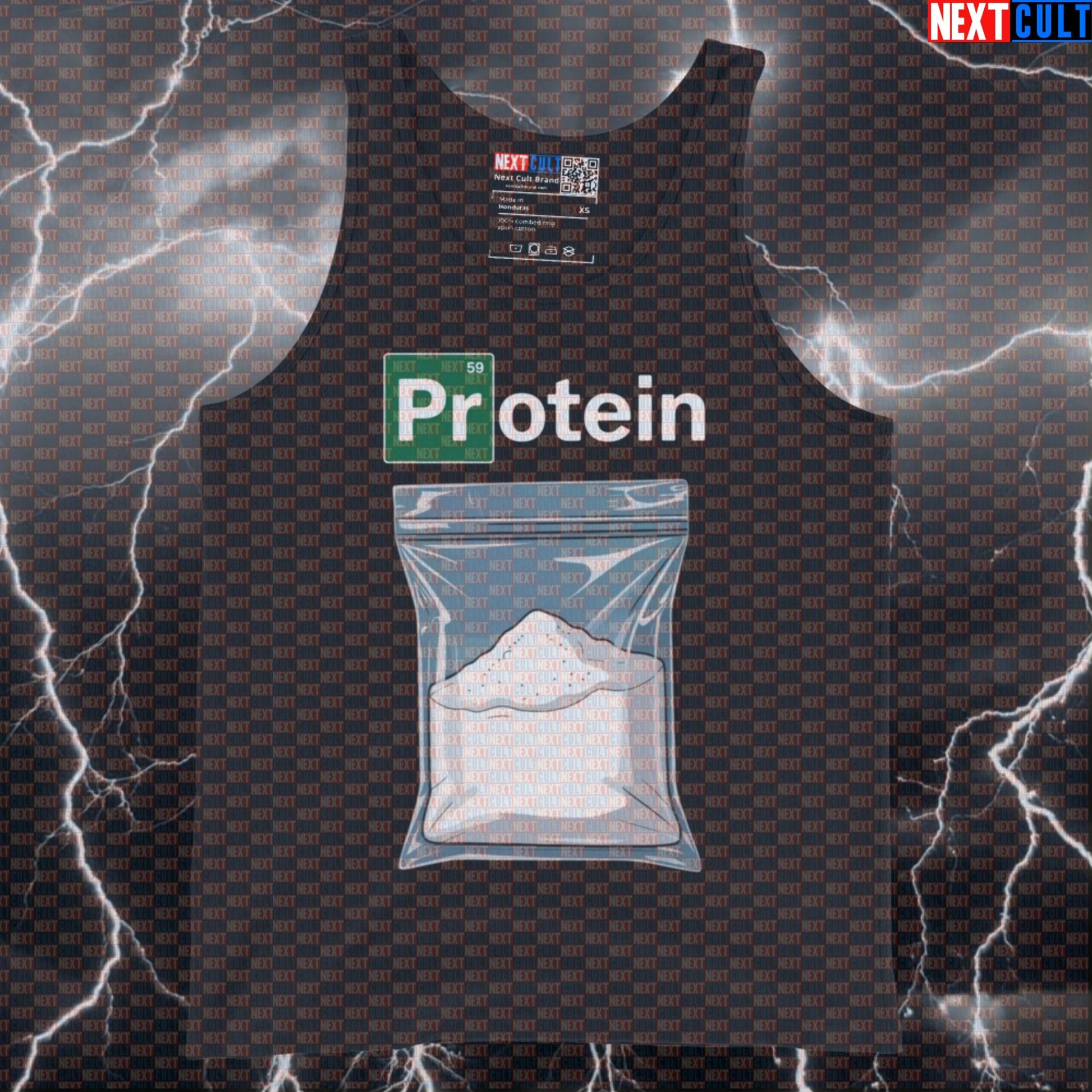 Funny Protein Addict Gym Tank Top | Breaking Bad Parody Muscle Shirt | My Protein Powder Vest Bodybuilding Breaking Bad Fitness Gym TV Workout Next Cult Brand