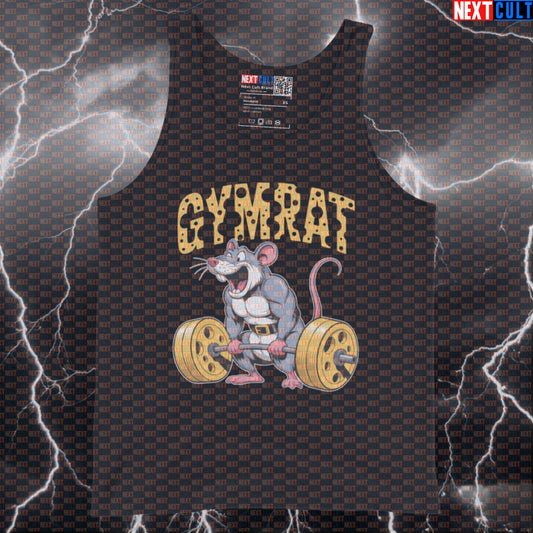 Funny Gym Rat Cheese Barbell Tank Top | Muscle Shirt For Lifters & Bodybuilding Meme Fans | Workout Vest Bodybuilding Fitness Gym Gymrat Leg Day Powerlifting Workout Next Cult Brand