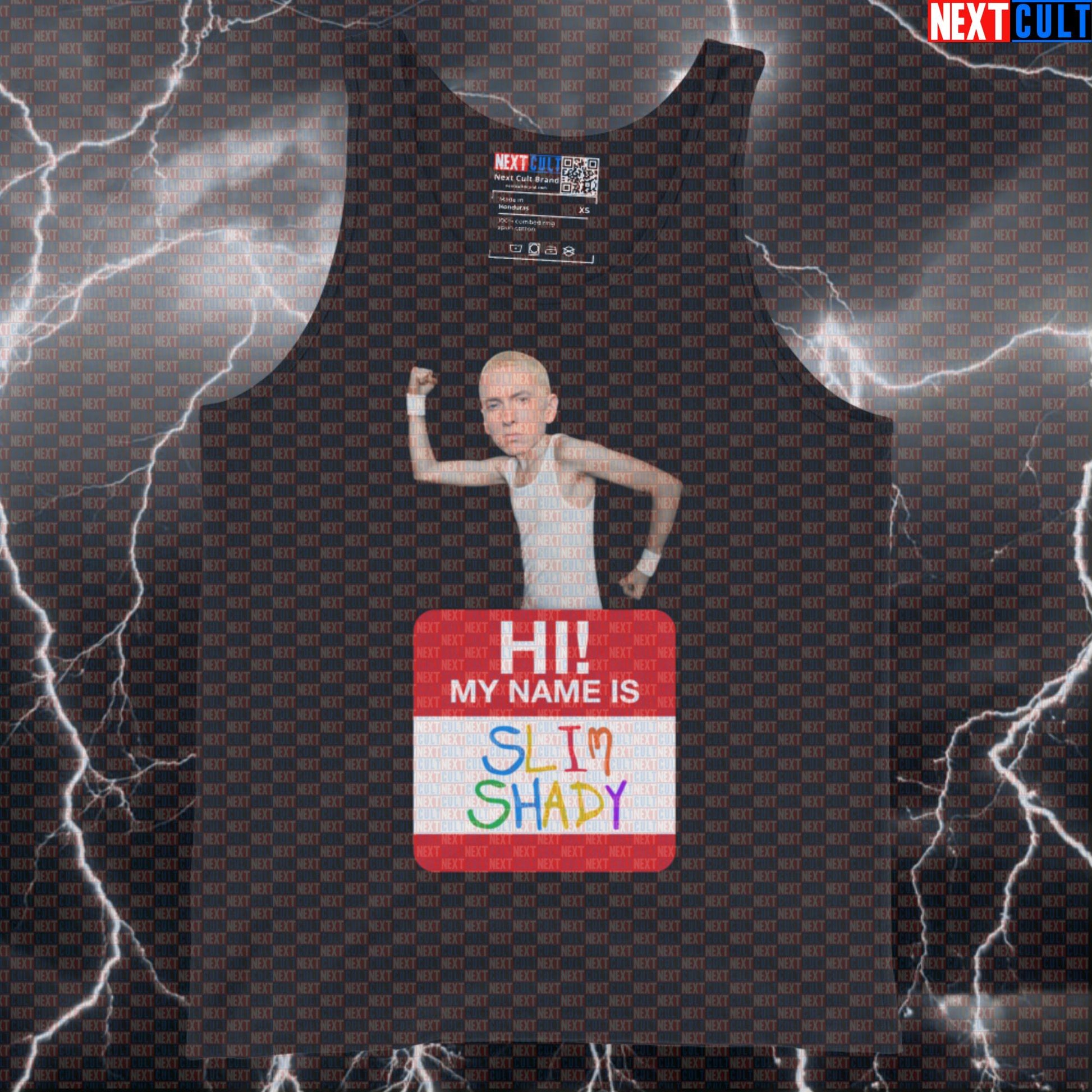 Hi My Name Is Slim Shady Funny Gym Tank Top | Skinny Gym Nerd Muscle Shirt Tank Tops Bodybuilding Eminem Fitness Gym Hip Hop Workout Next Cult Brand