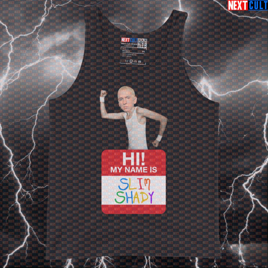 Hi My Name Is Slim Shady Funny Gym Tank Top | Skinny Gym Nerd Muscle Shirt Tank Tops Bodybuilding Eminem Fitness Gym Hip Hop Workout Next Cult Brand