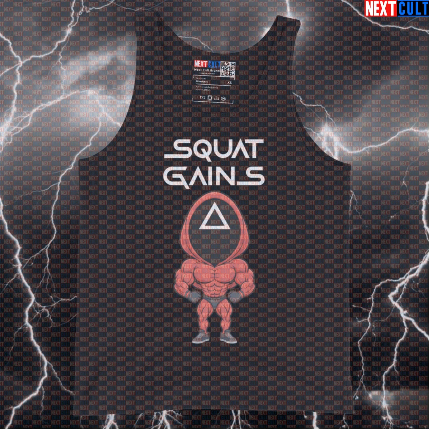 Funny Squat Game Gym Tank Top | Squid Game Parody Muscle Shirt For Leg Day | Squat Gains Vest Bodybuilding Fitness Gym Leg Day Powerlifting TV Workout Next Cult Brand