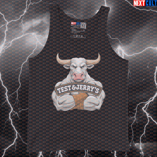 Funny Test Jerry's Gym Tank Top | Testosterone Muscle Shirt For Lifters | Gym Meme Athletic Shirt Bodybuilding Fast Food Fitness Gym Workout Next Cult Brand