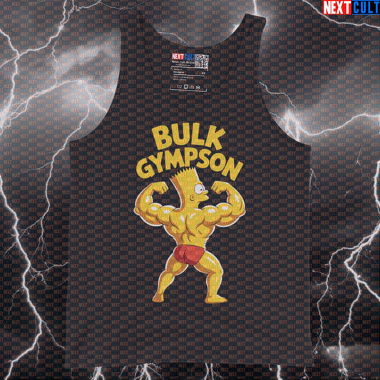 Bulk Gympson Funny Gym Tank Top | Bart Simpson Bulking Meme Muscle Shirt | Fitness Vest Bodybuilding Fitness Gym The Simpsons TV Workout Next Cult Brand