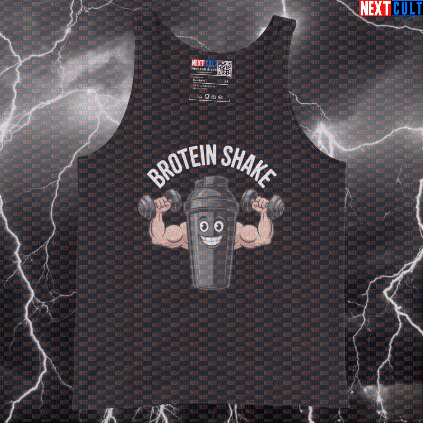 Funny Brotein Shake Gym Tank Top | Muscle Shirt For Bros & Lifters | Gym Meme Athletic Shirt & Vest Bodybuilding Fast Food Fitness Gym Workout Next Cult Brand