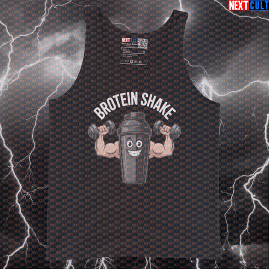 Funny Brotein Shake Gym Tank Top | Muscle Shirt For Bros & Lifters | Gym Meme Athletic Shirt & Vest Bodybuilding Fast Food Fitness Gym Workout Next Cult Brand