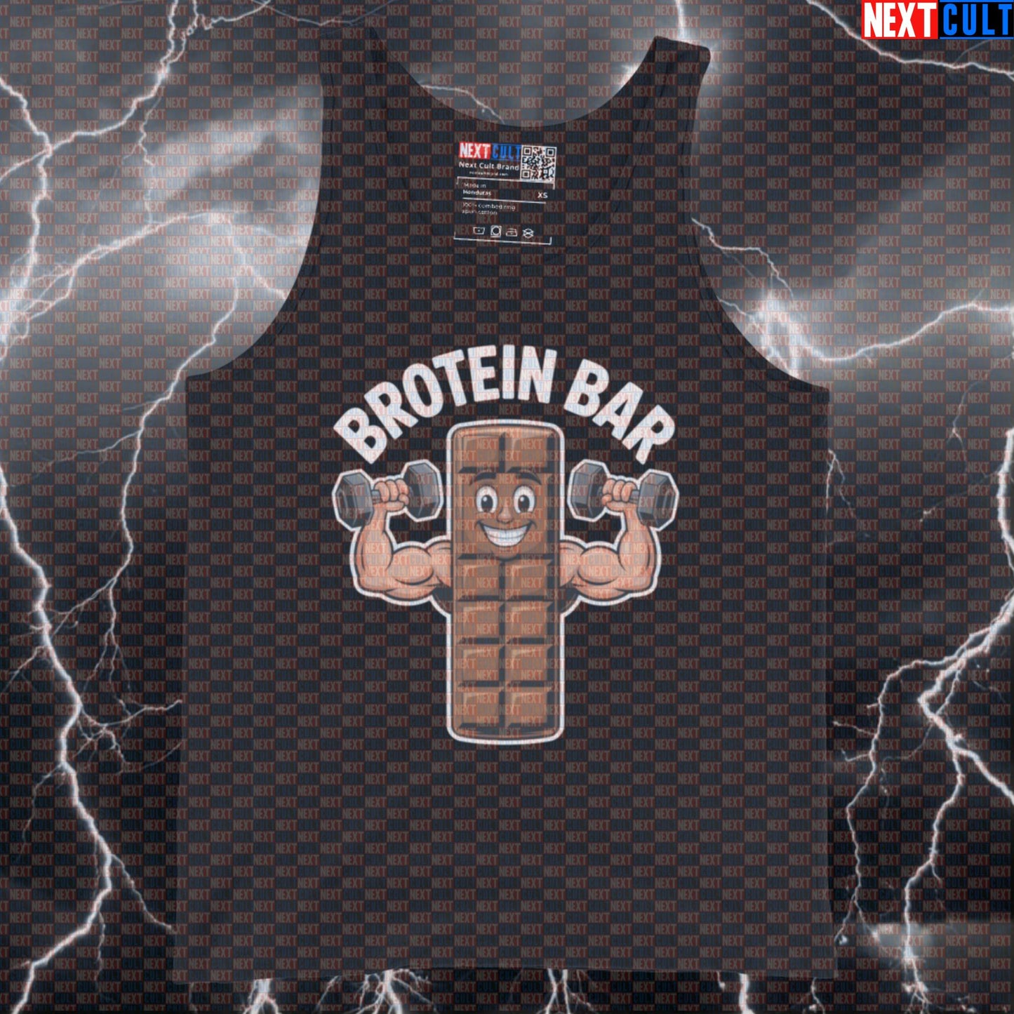 Funny Brotein Bar Gym Tank Top | Protein Bar Meme Muscle Shirt For Gym Bros & Lifters Bodybuilding Fast Food Fitness Gym Workout Next Cult Brand