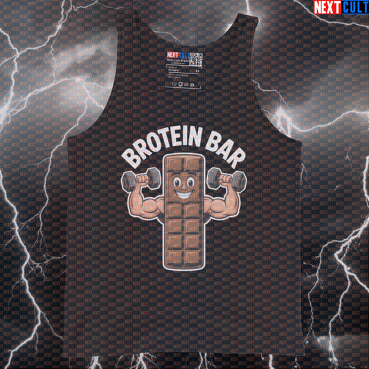 Funny Brotein Bar Gym Tank Top | Protein Bar Meme Muscle Shirt For Gym Bros & Lifters Bodybuilding Fast Food Fitness Gym Workout Next Cult Brand