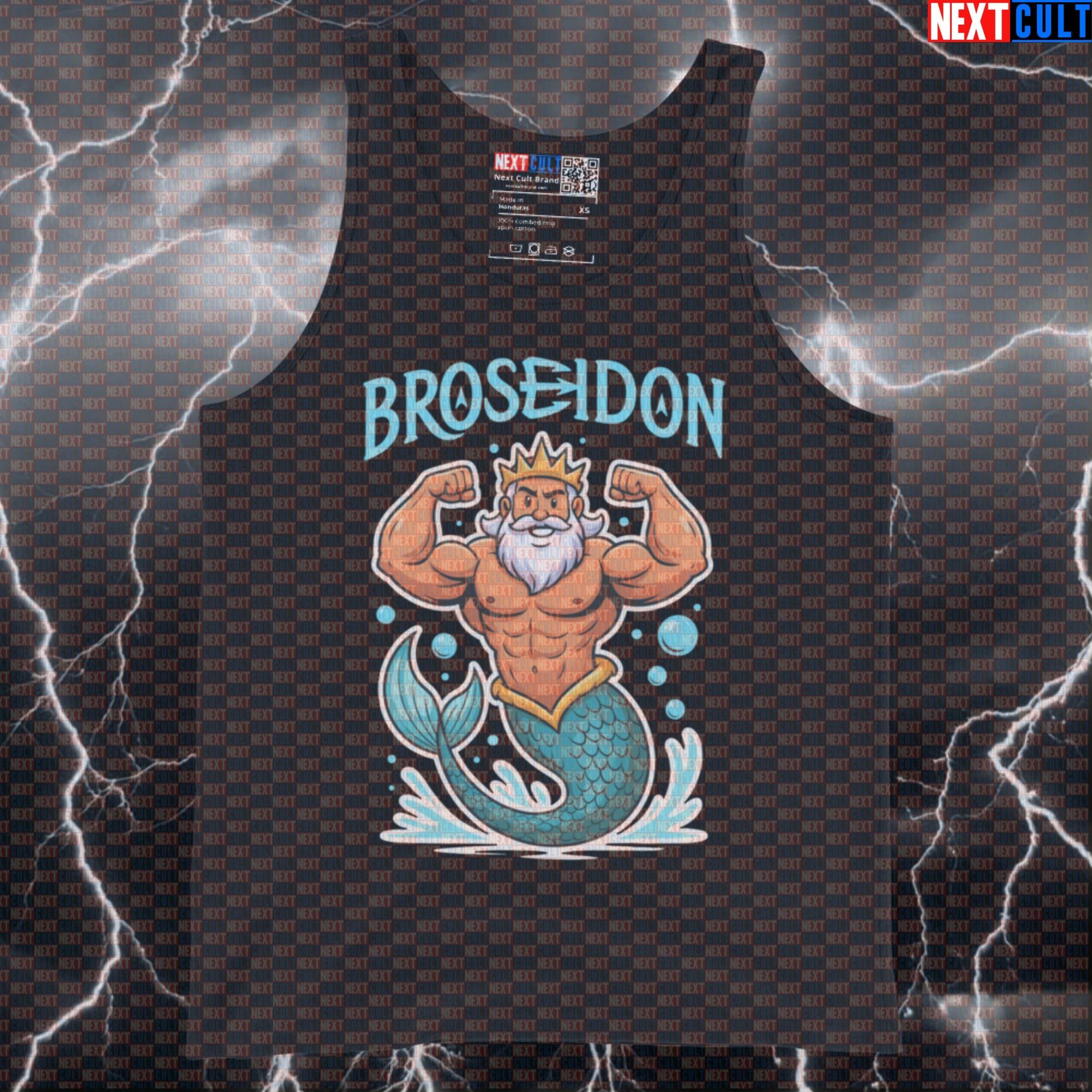 Broseidon God of Bodybuilding Funny Gym Tank Top | Poseidon Muscle Shirt for Lifters Ancient Greece Bodybuilding Fitness Gym Workout Next Cult Brand