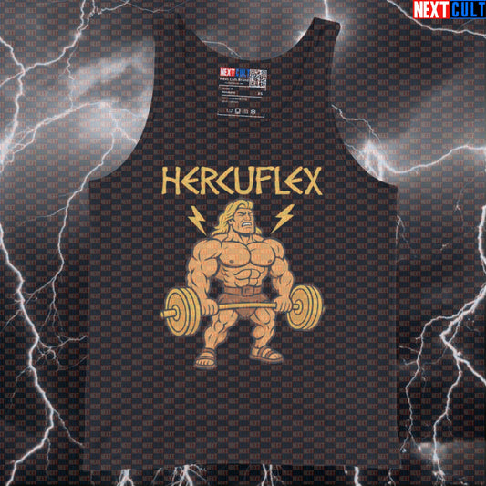Hercuflex Greek God Gym Tank Top | Funny Bodybuilding Vest for Muscle Tees Lovers Ancient Greece Bodybuilding Films Fitness Gym Powerlifting Workout Next Cult Brand